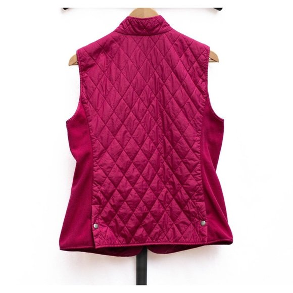 TALBOTS Womens Magenta Pink Quilted Zip Lightweight Vest Size M Colorful Layer - Picture 2 of 5